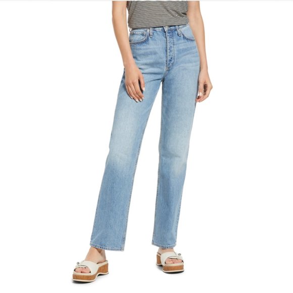 rag & bone Denim - rag & bone - Alex High-Rise Straight Jeans - light blue wash